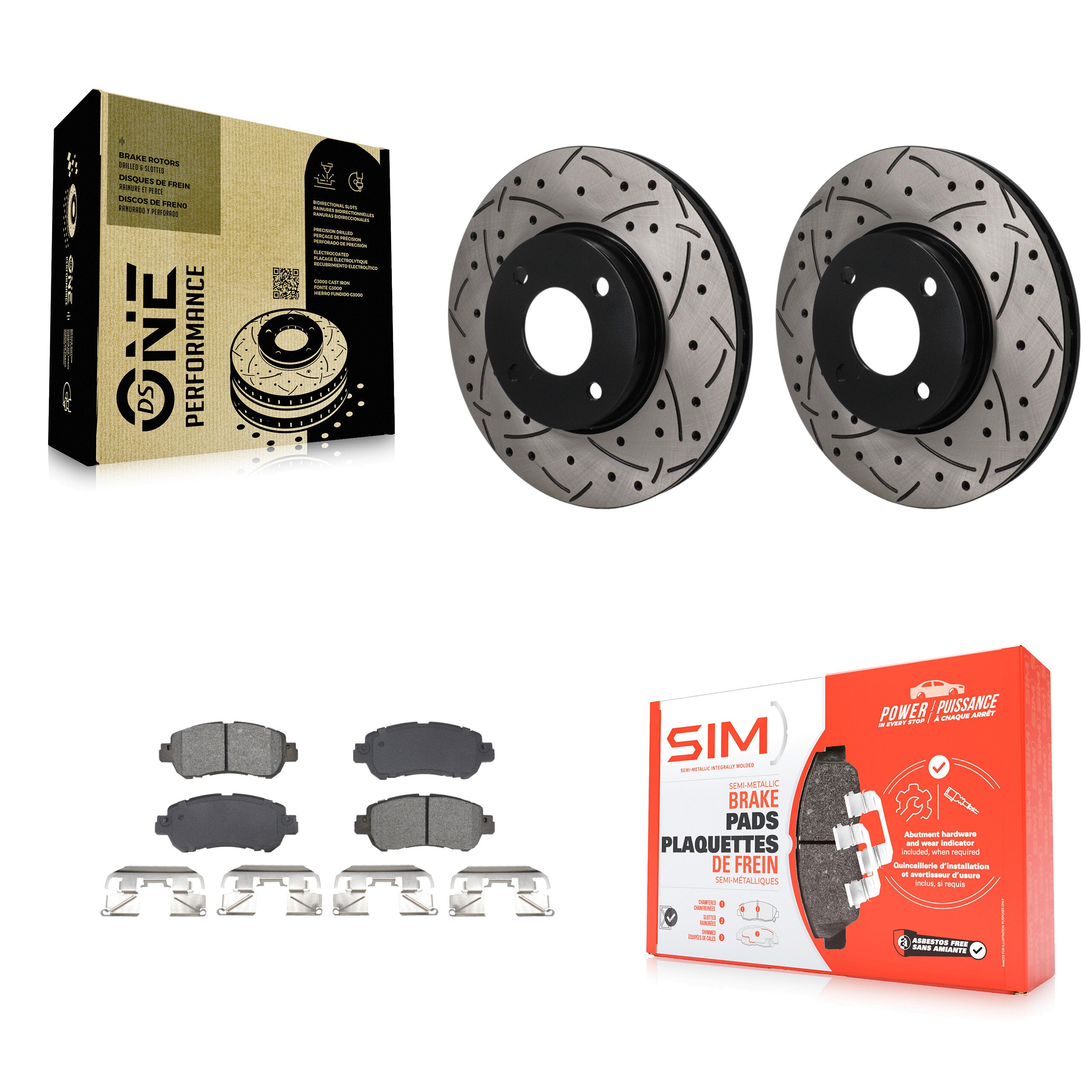 Front Coated Drilled Slot Disc Brake Rotor & Semi-Metallic Pad Kit For Nissan Kicks Versa KDS-101715