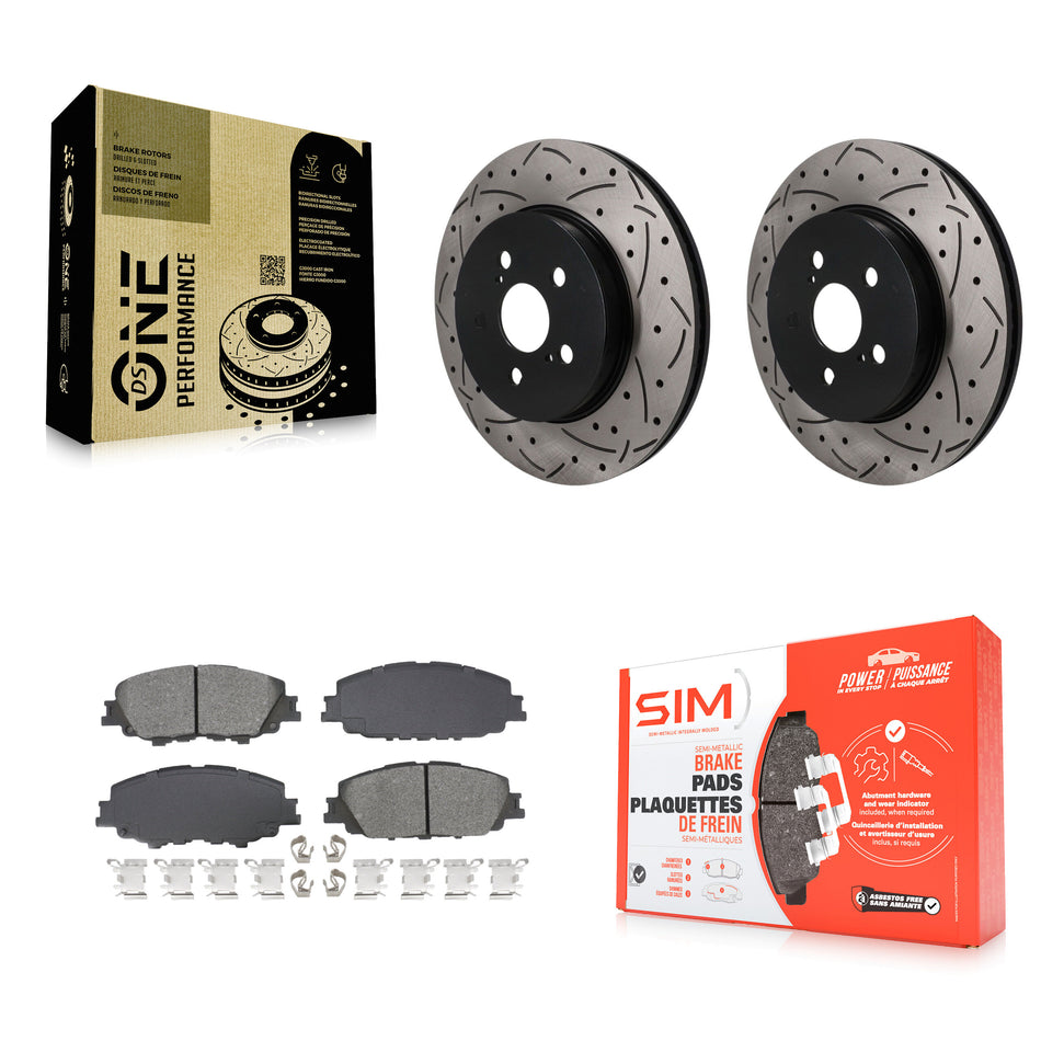 Front Drilled Slot Disc Brake Rotors Semi-Metallic Pad Kit For Toyota Corolla Prius Prime KDS-101722