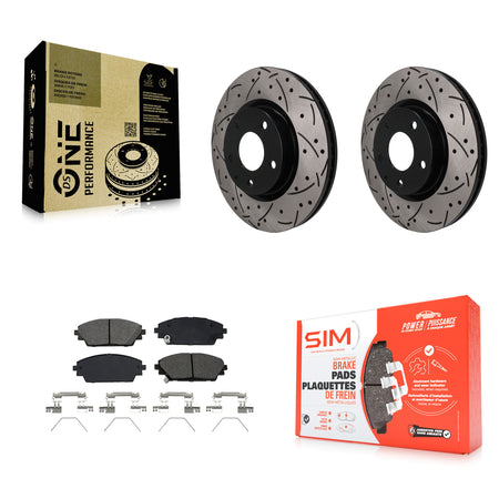 Front Coated Drill Slot Disc Brake Rotors Semi-Metallic Pad Kit For 2020-2023 Mazda CX-30 KDS-101735