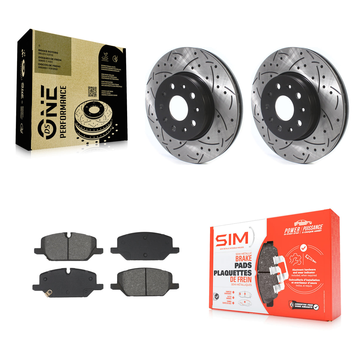 Front Coated Drilled Slot Disc Brake Rotors Semi-Metallic Pad Kit For Chevrolet Camaro LT KDS-101738