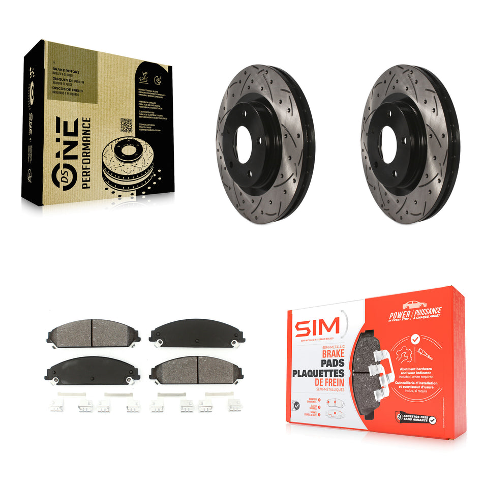 Front Drill Slot Disc Brake Rotor Semi-Metallic Pad Kit For 2008-2009 Dodge Caliber SRT-4 KDS-101741