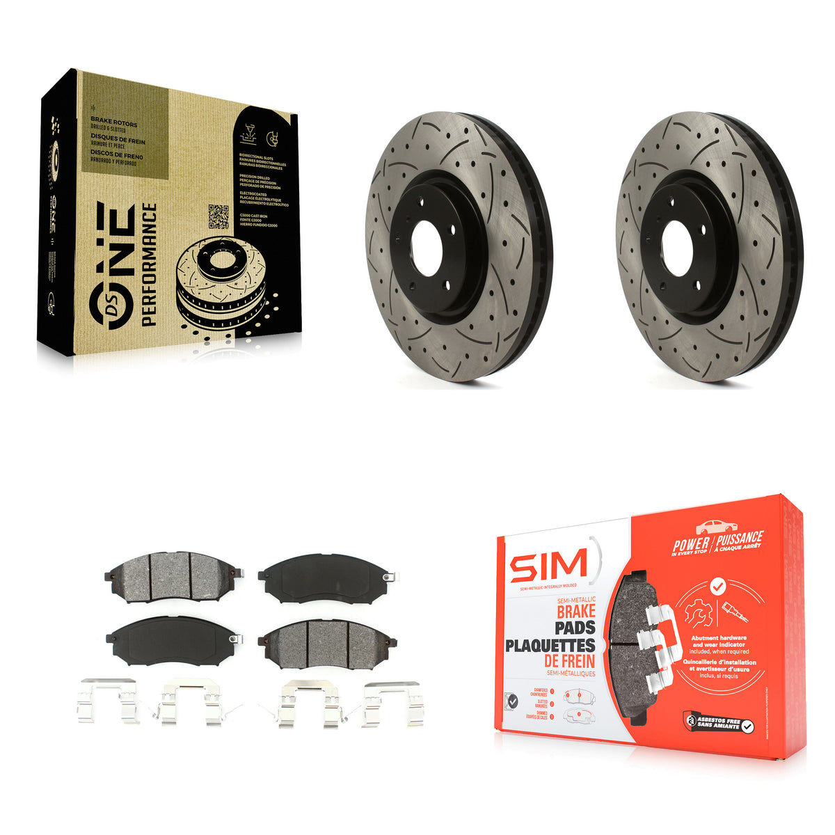 Front Drill Slot Brake Rotor Semi-Metallic Pad Kit For INFINITI G37 Without Brembo Brakes KDS-101744