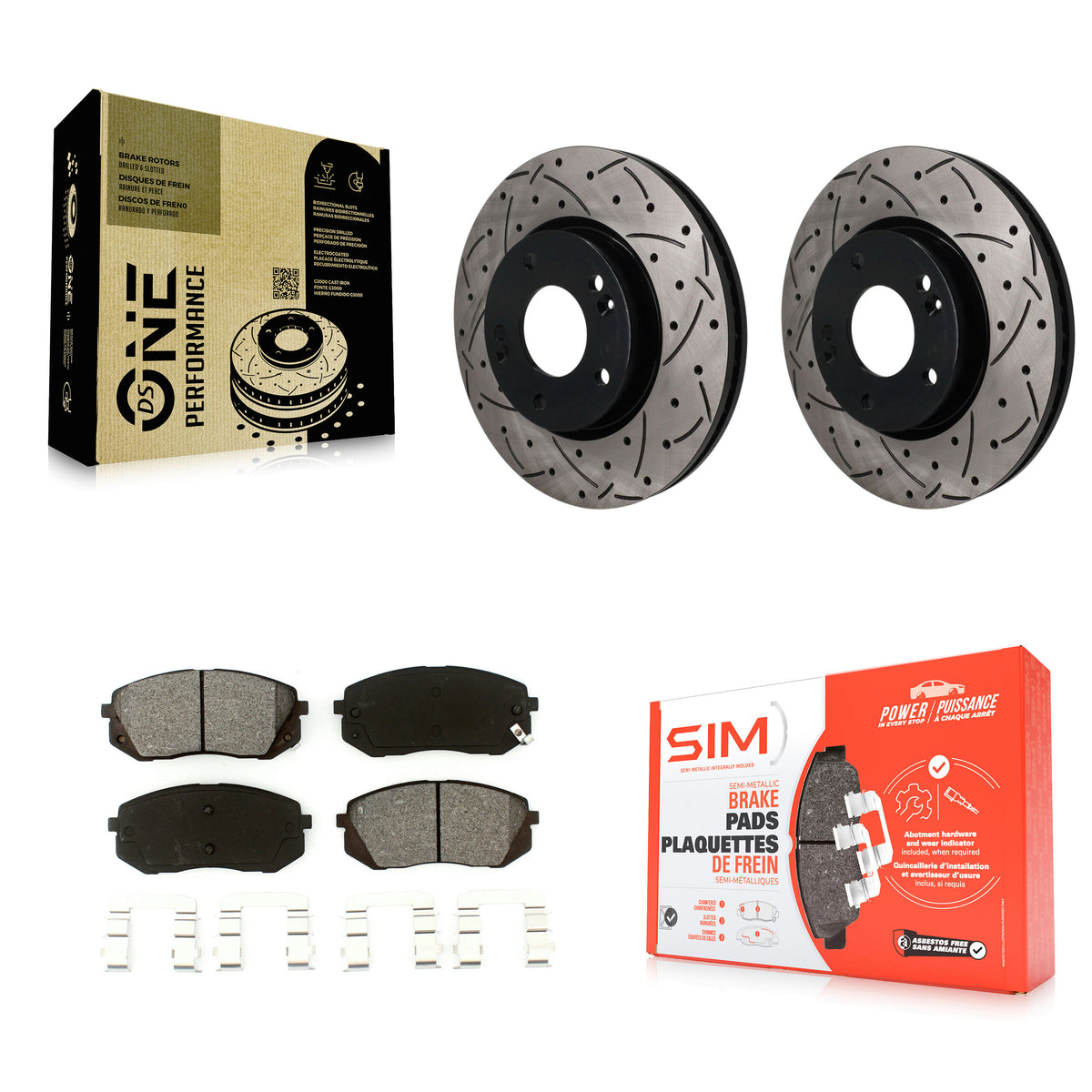 Front Coated Drilled Slot Disc Brake Rotors Semi-Metallic Pad Kit For 2010-2012 Kia Rondo KDS-101747