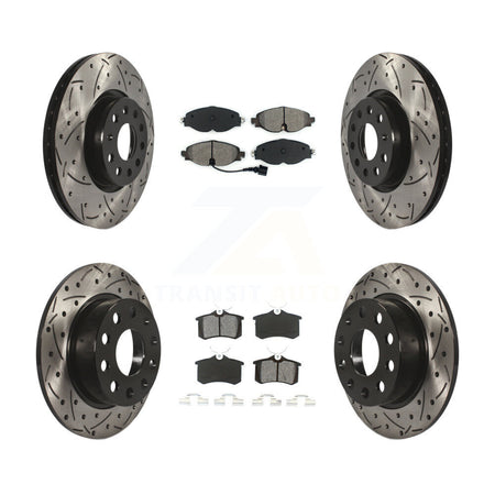 Front Rear Drill Slot Disc Brake Rotor Semi-Metallic Pad Kit For Volkswagen Golf Alltrack KDS-101800