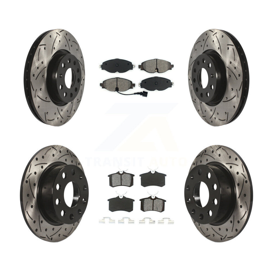 Front Rear Drill Slot Disc Brake Rotor Semi-Metallic Pad Kit For Volkswagen Golf Alltrack KDS-101800