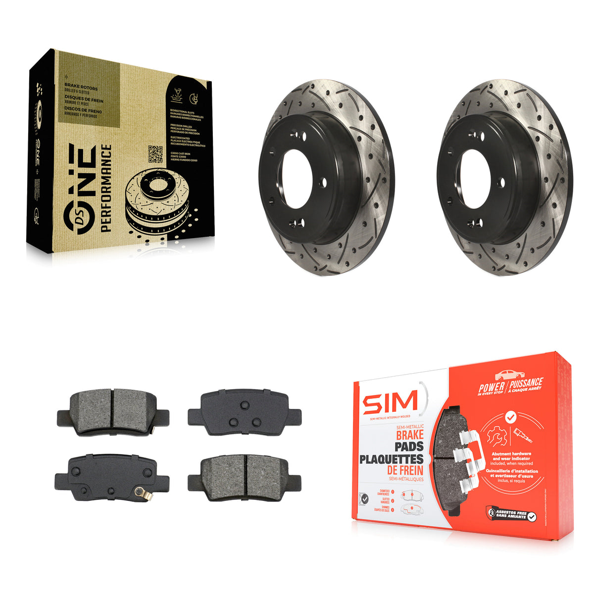 Rear Coated Drilled Slotted Disc Brake Rotors And Semi-Metallic Pads Kit For Kia Soul KDS-101804