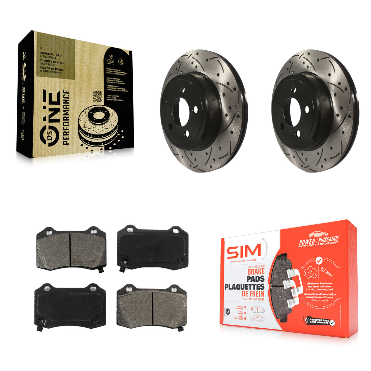 Rear Drilled Slot Brake Rotor & Semi-Metallic Pad Kit For Chrysler 300 With Brembo Brakes KDS-101805