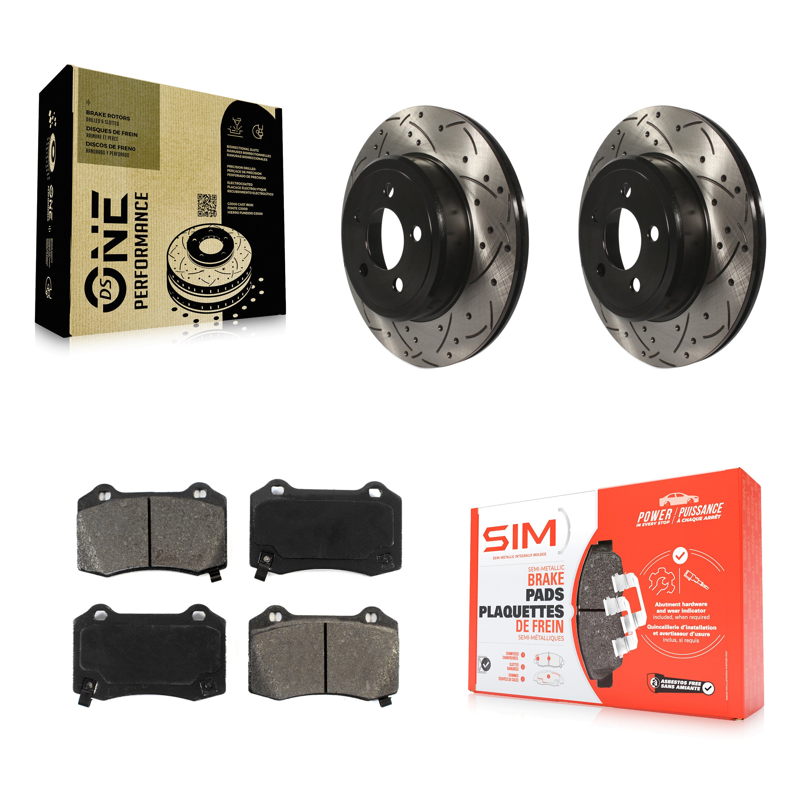 Rear Drilled Slot Brake Rotor & Semi-Metallic Pad Kit For Chrysler 300 With Brembo Brakes KDS-101805