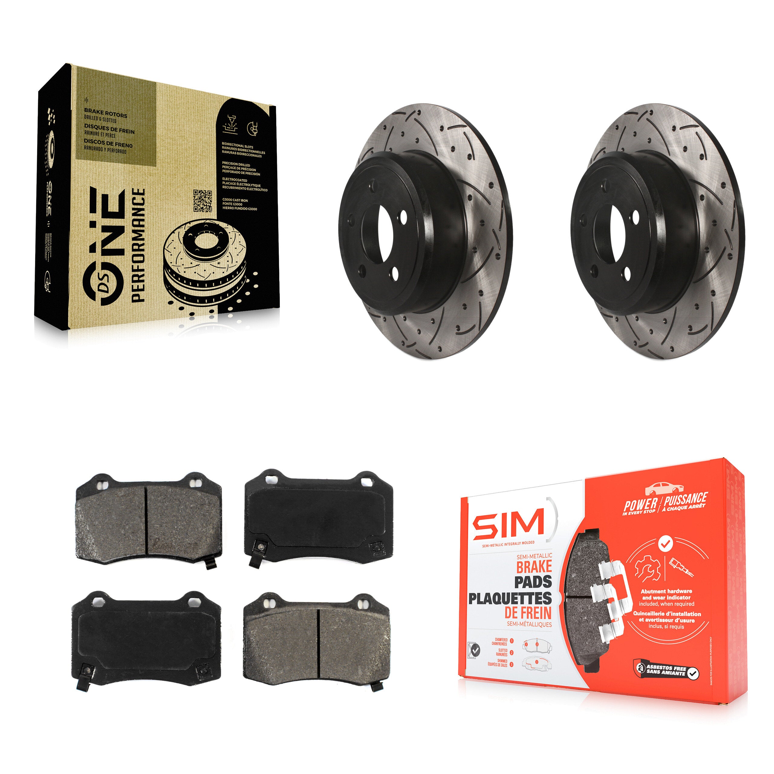 Rear Drill Slot Brake Rotors Semi-Metallic Pad Kit For 16 Chrysler 300 With Brembo Brakes KDS-101806