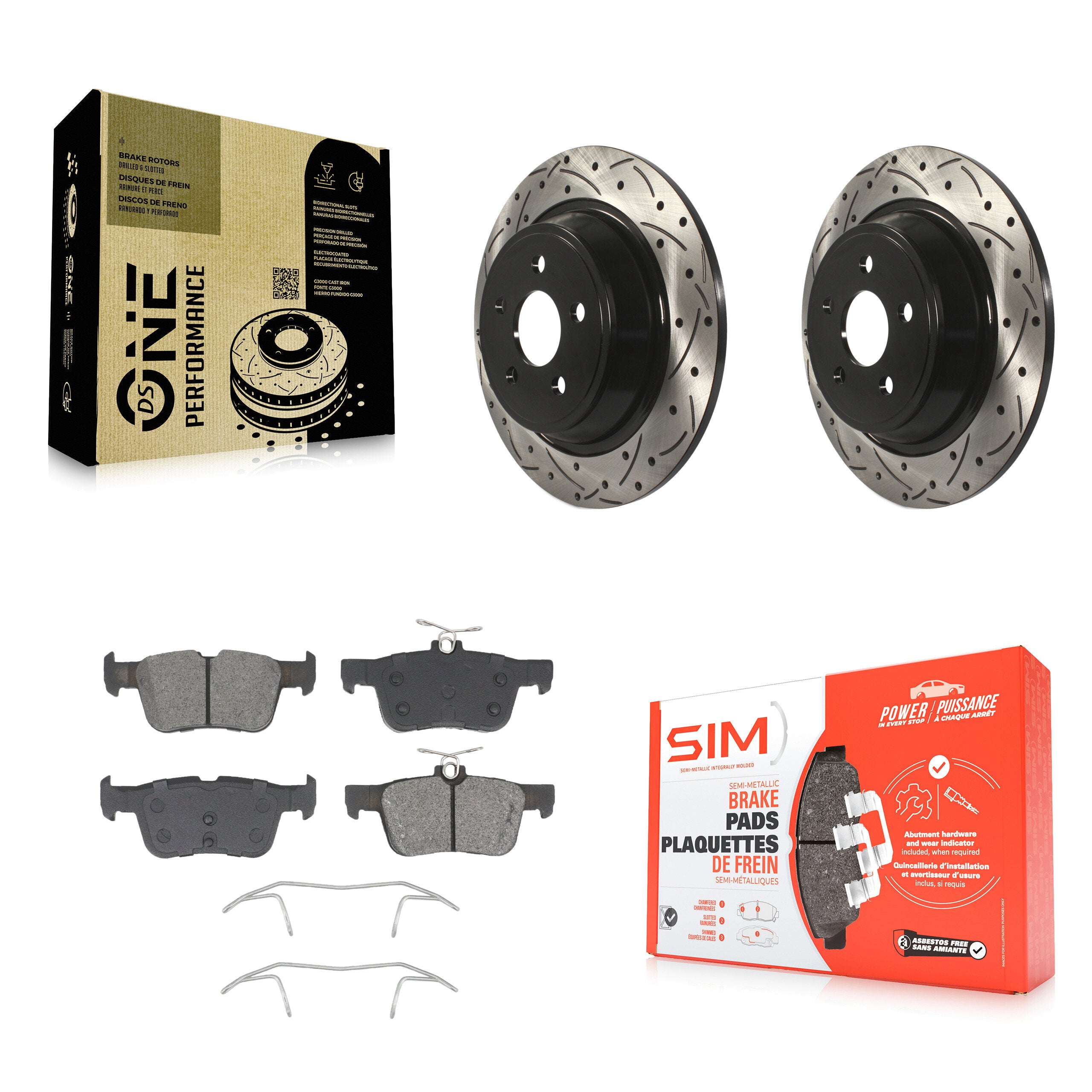Rear Drill Slot Brake Rotors Semi-Metallic Pad Kit For 19-20 Ford Police Responder Hybrid KDS-101808