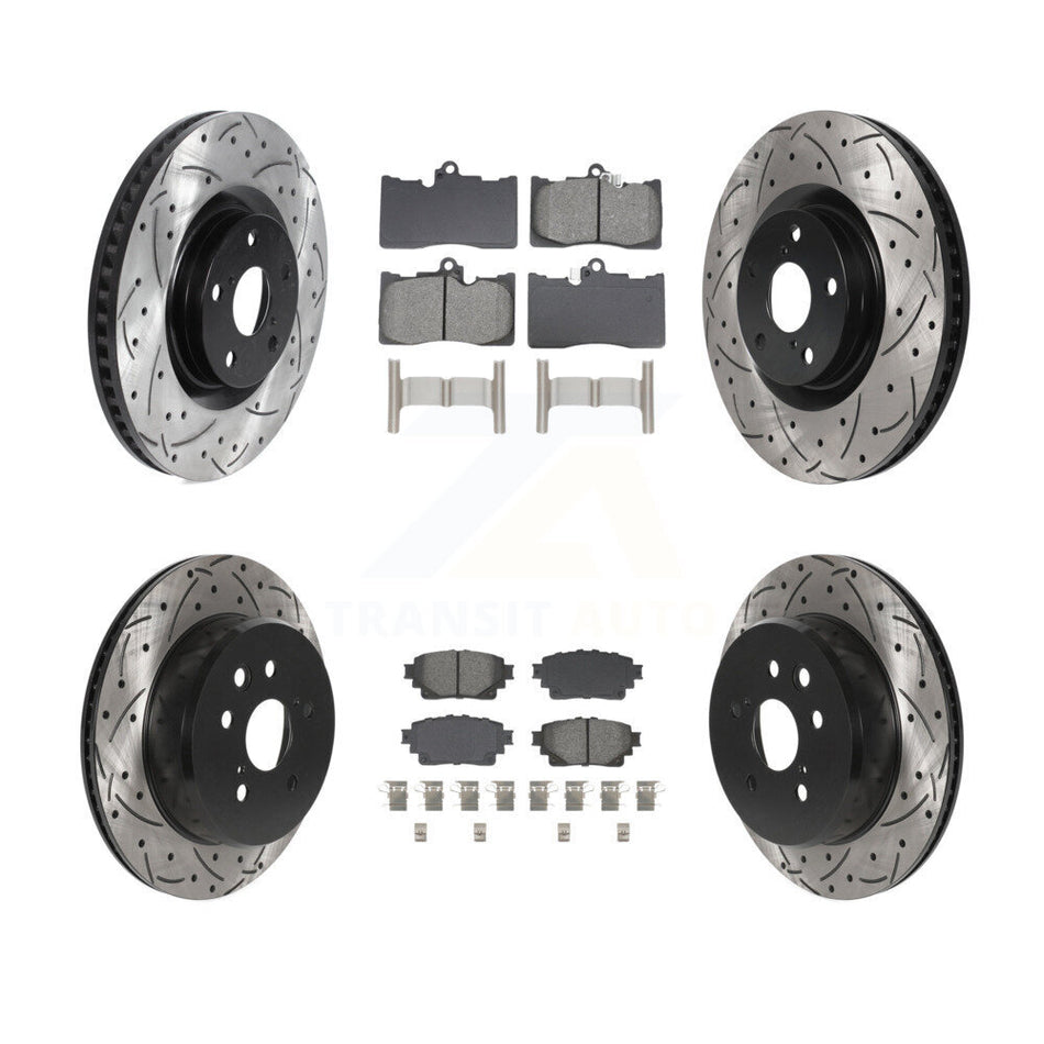 Front Rear Disc Brake Rotor & Semi-Metallic Pad Kit (6Pc) For 2021 Lexus IS350 RC350 Base KDS-101813