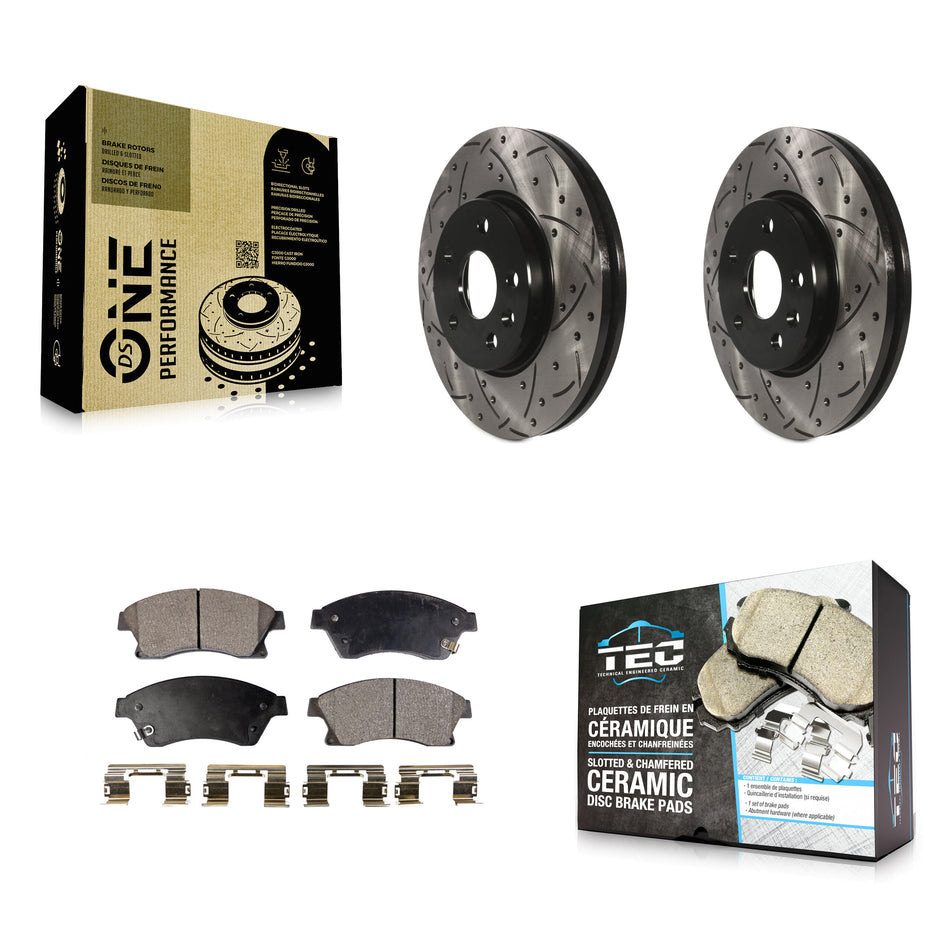 Front Coated Drilled Slotted Disc Brake Rotors And Ceramic Pads Kit For Chevrolet Cruze Sonic Limited KDT-100011
