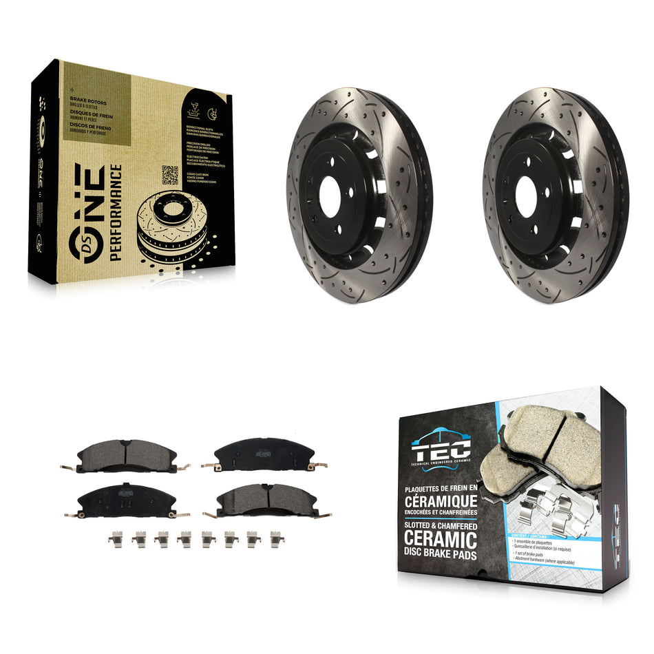 Front Coated Drilled Slotted Disc Brake Rotors And Ceramic Pads Kit For Ford Explorer Taurus Flex Police Interceptor Utility Lincoln Sedan MKS MKT Special Service KDT-100033