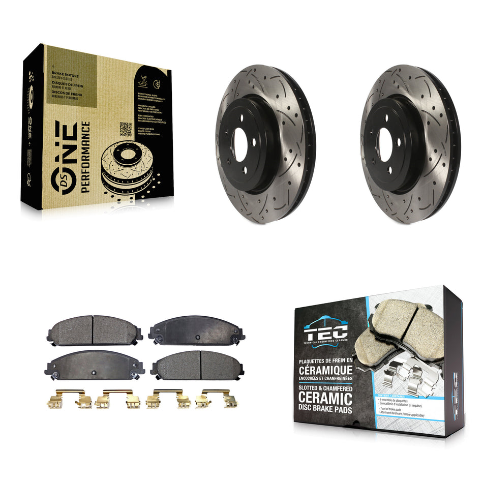 Front Coated Drilled Slotted Disc Brake Rotors And Ceramic Pads Kit For Dodge Charger Chrysler 300 Challenger Magnum KDT-100045