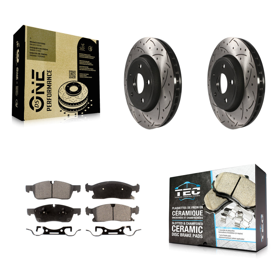 Front Coated Drilled Slotted Disc Brake Rotors And Ceramic Pads Kit For Jeep Grand Cherokee Dodge Durango KDT-100052