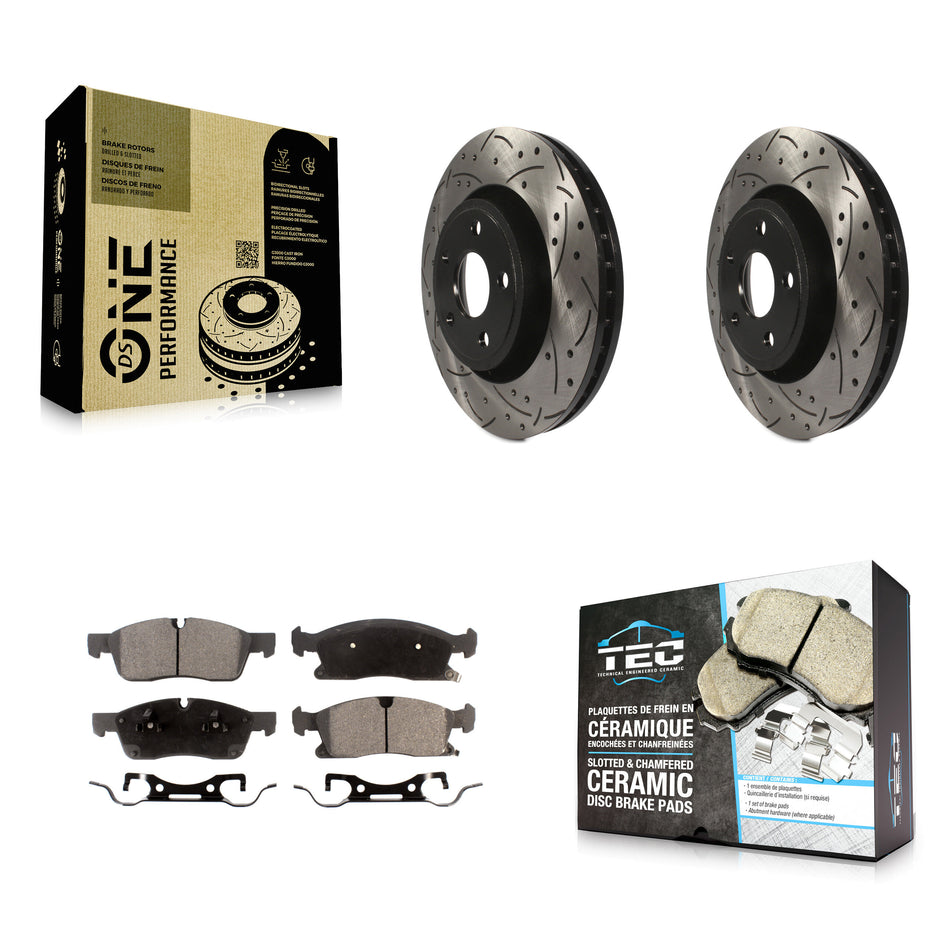 Front Coated Drilled Slotted Disc Brake Rotors And Ceramic Pads Kit For Jeep Grand Cherokee Dodge Durango WK KDT-100053