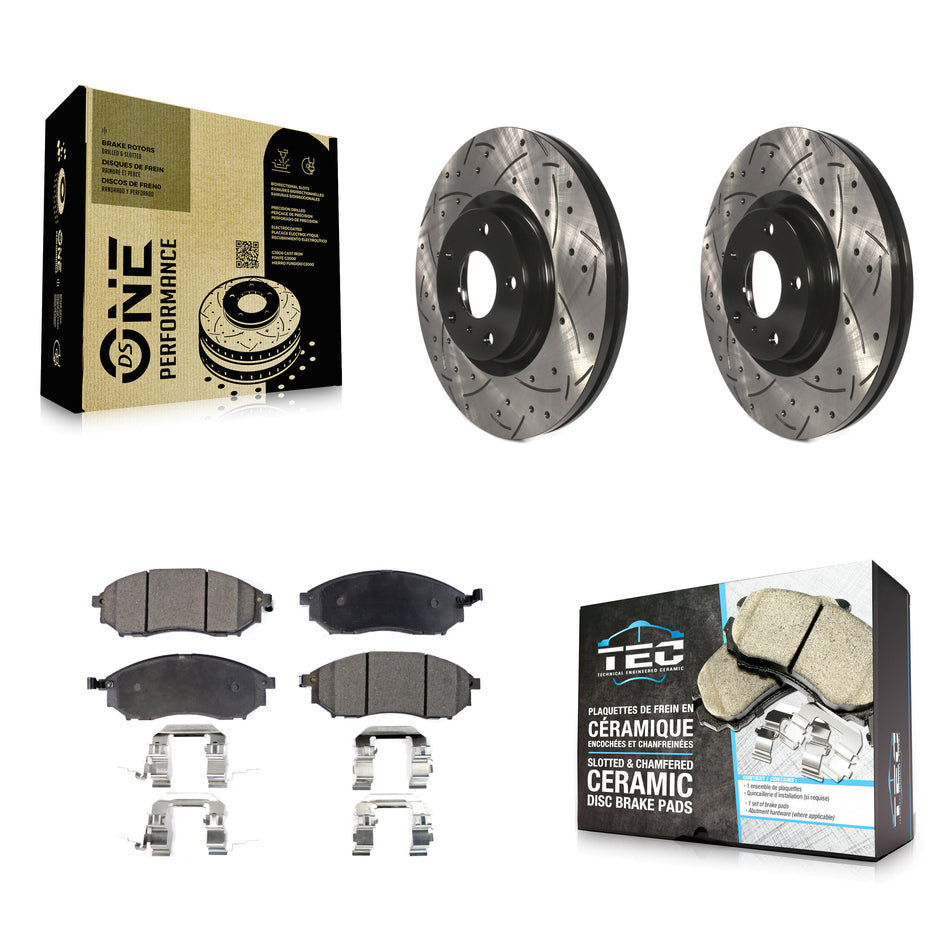 Front Coated Drilled Slotted Disc Brake Rotors And Ceramic Pads Kit For INFINITI Nissan G37 Murano G35 M35 370Z 350Z EX35 M37 QX70 G25 Q70 Q70L M45 Q40 QX50 M56 EX37 M35h KDT-100068