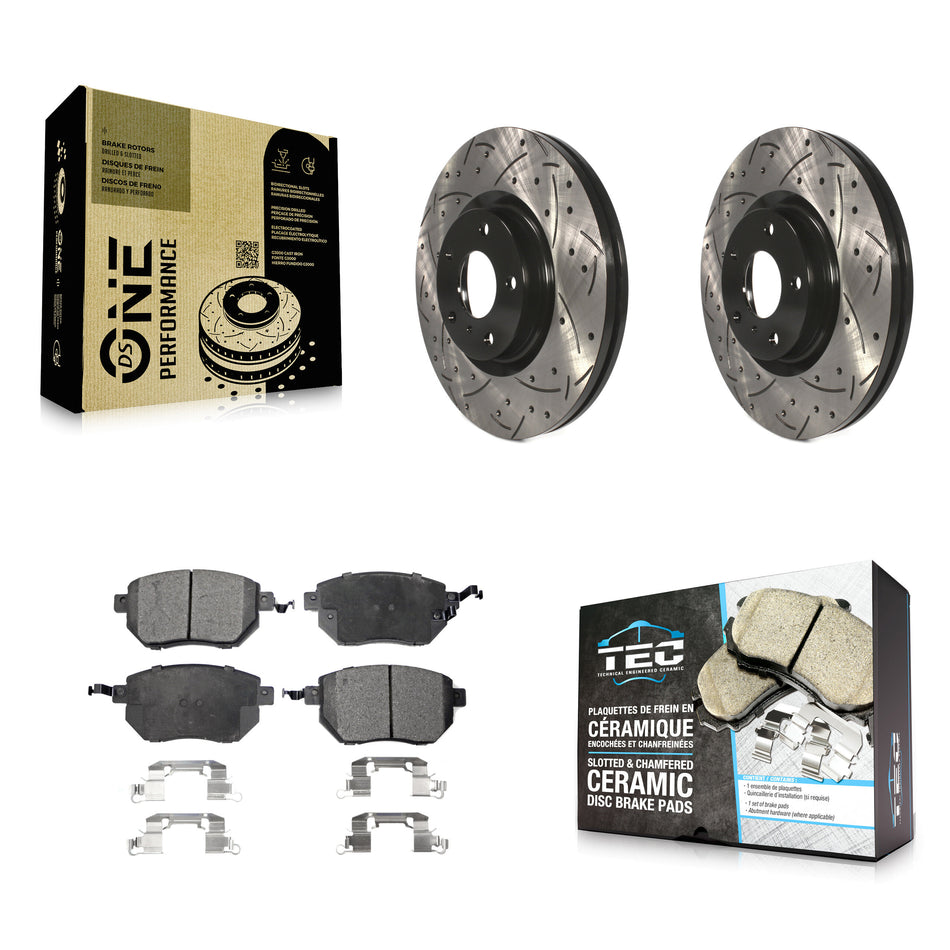 Front Coated Drilled Slotted Disc Brake Rotors And Ceramic Pads Kit For Nissan Murano Altima Maxima KDT-100069