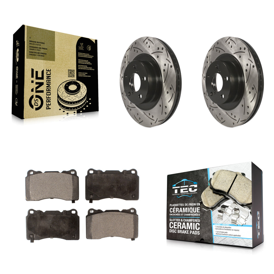 Front Drilled Slot Brake Rotor & Ceramic Pad Kit For 2019 Toyota 86 Without Brembo Brakes KDT-100073
