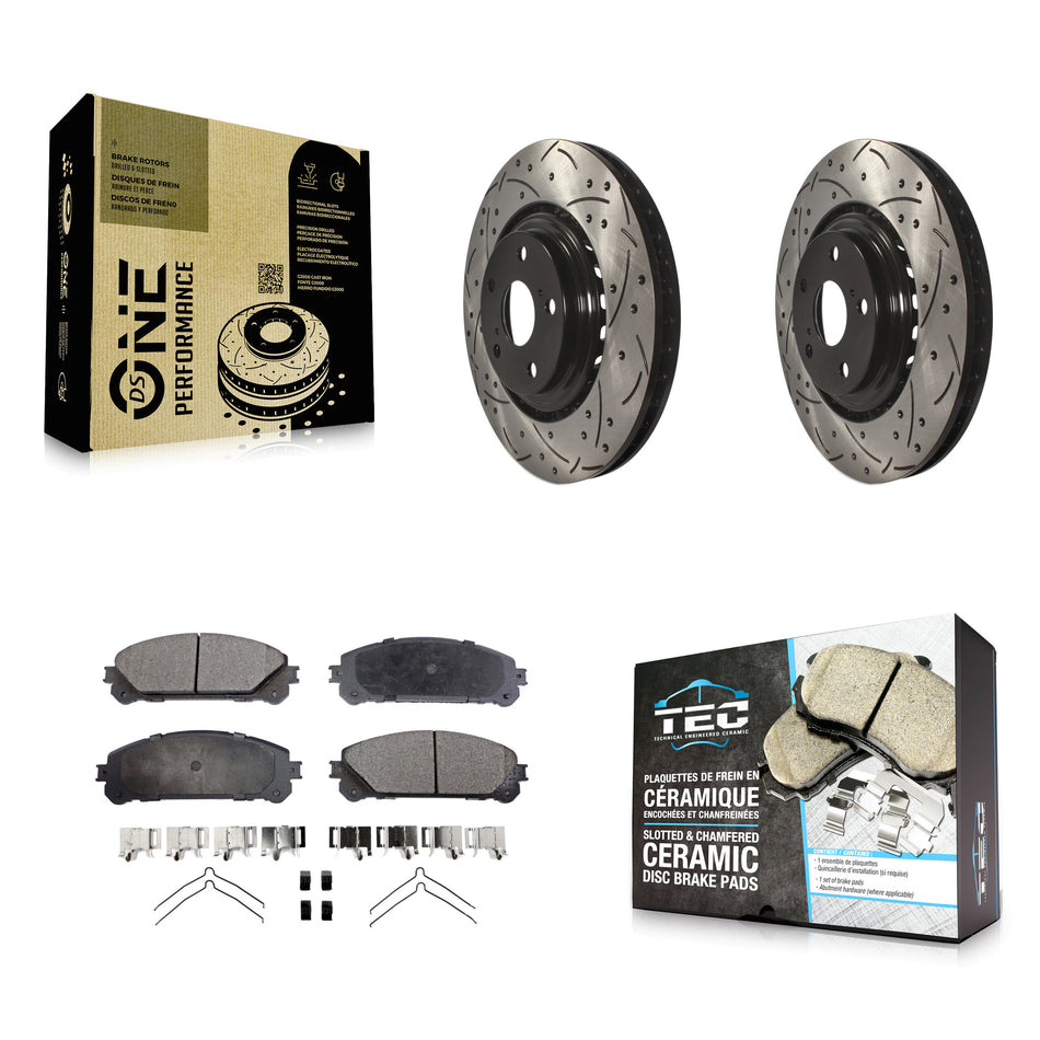 Front Coated Drilled Slotted Disc Brake Rotors And Ceramic Pads Kit For Toyota Highlander Sienna Lexus RX350 NX200t NX300 RX450h NX300h KDT-100119