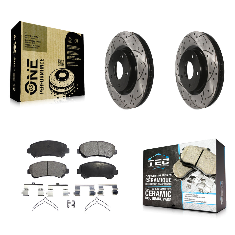 Front Coated Drilled Slotted Disc Brake Rotors And Ceramic Pads Kit For Nissan Rogue Select KDT-100120