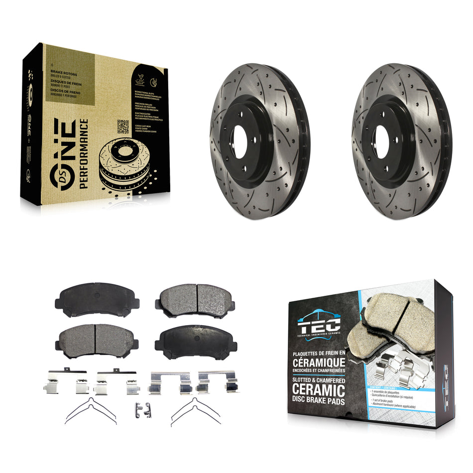 Front Coated Drilled Slotted Disc Brake Rotors And Ceramic Pads Kit For Nissan Sentra Juke KDT-100122