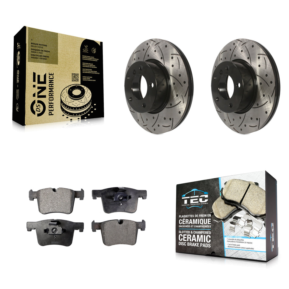 Front Coated Drilled Slotted Disc Brake Rotors And Ceramic Pads Kit For BMW 328i xDrive 320i 330i 428i 430i Gran Coupe GT 328d 228i 230i KDT-100125