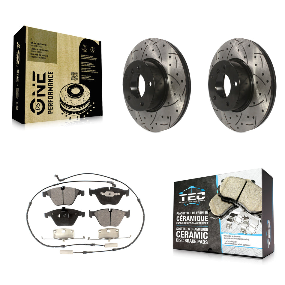 Front Coated Drilled Slotted Disc Brake Rotors And Ceramic Pads Kit For BMW 328i xDrive X1 328xi 323i KDT-100126