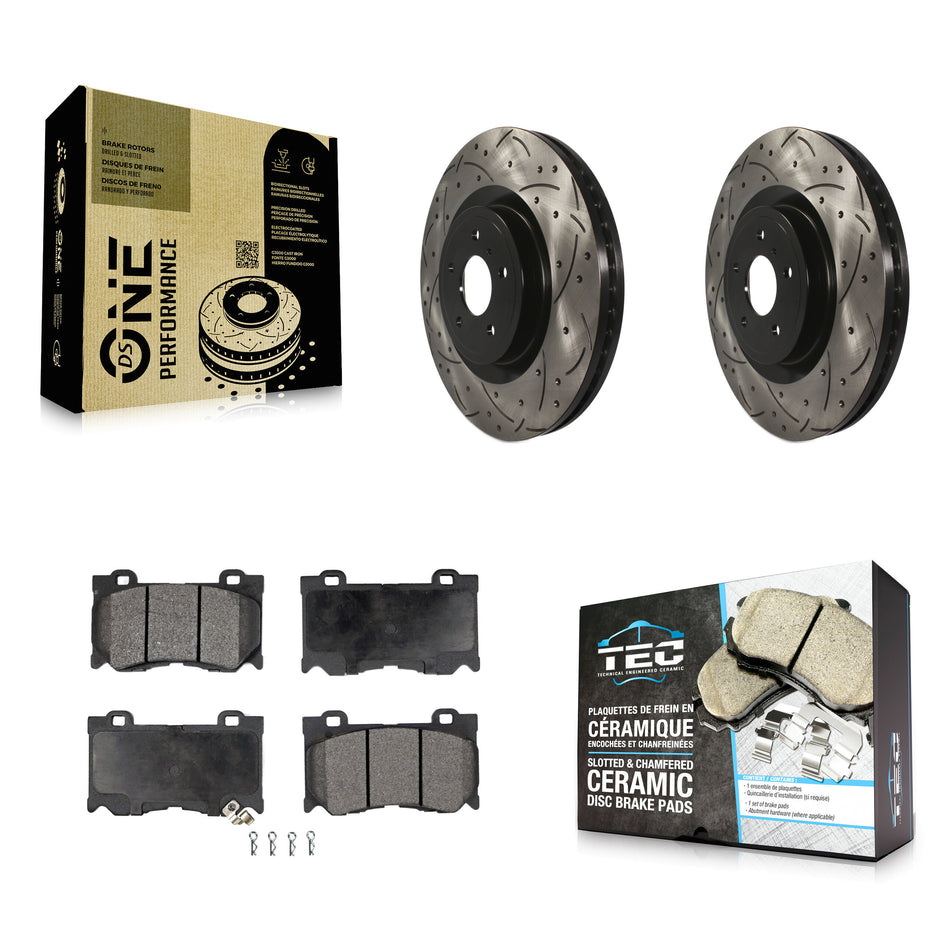 Front Coated Drilled Slotted Disc Brake Rotors And Ceramic Pads Kit For INFINITI G37 Q50 Nissan 370Z Q60 M37 Q70 Q70L QX70 M56 FX50 Z KDT-100128