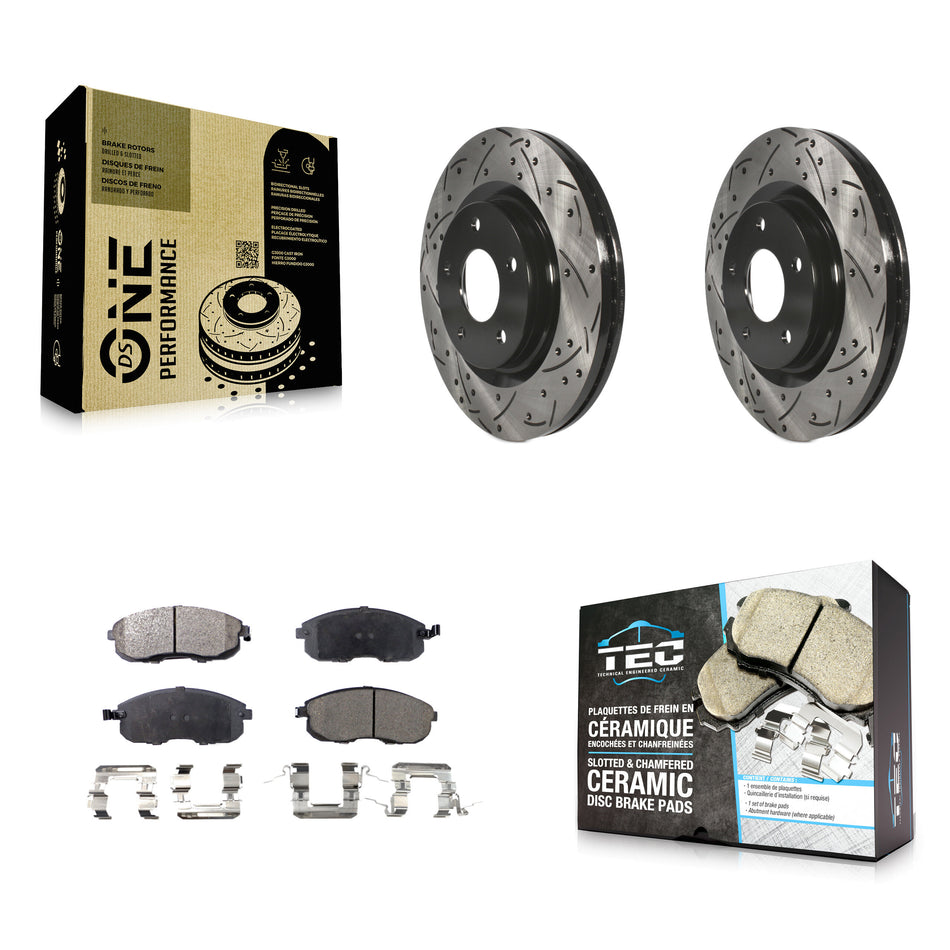 Front Coated Drilled Slotted Disc Brake Rotors And Ceramic Pads Kit For Nissan Sentra Juke KDT-100143