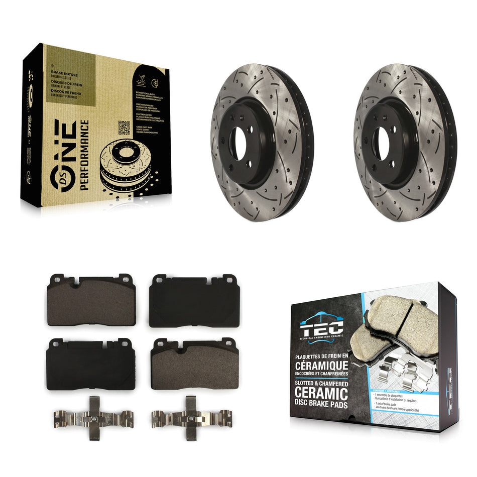 Front Coated Drilled Slotted Disc Brake Rotors And Ceramic Pads Kit For Audi Q5 KDT-100153