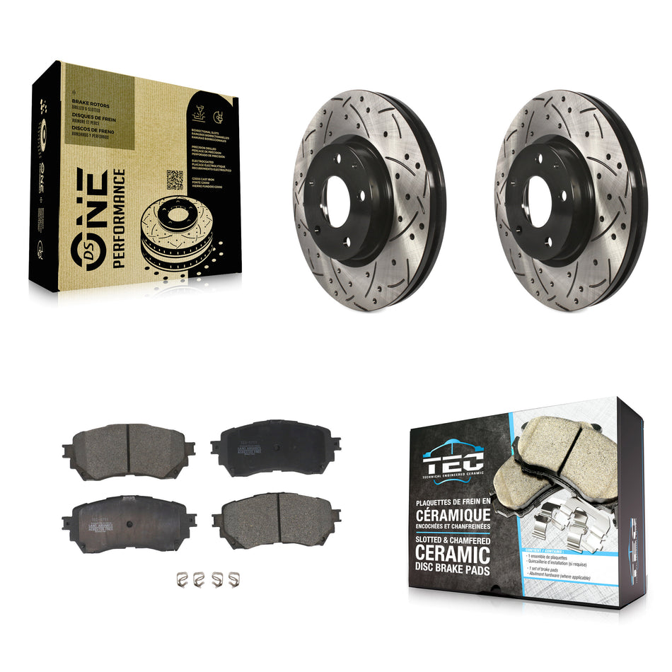 Front Coated Drilled Slotted Disc Brake Rotors And Ceramic Pads Kit For Mazda 6 KDT-100164