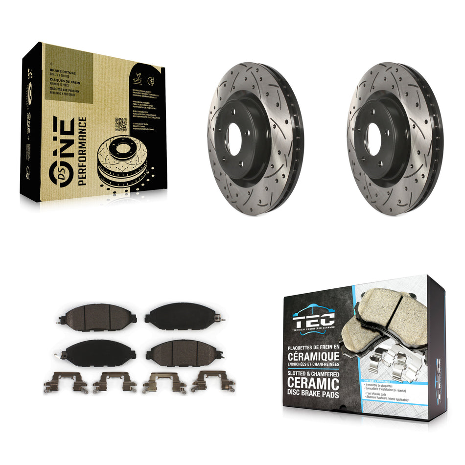 Front Coated Drilled Slotted Disc Brake Rotors And Ceramic Pads Kit For Nissan Pathfinder Murano INFINITI QX60 JX35 KDT-100171