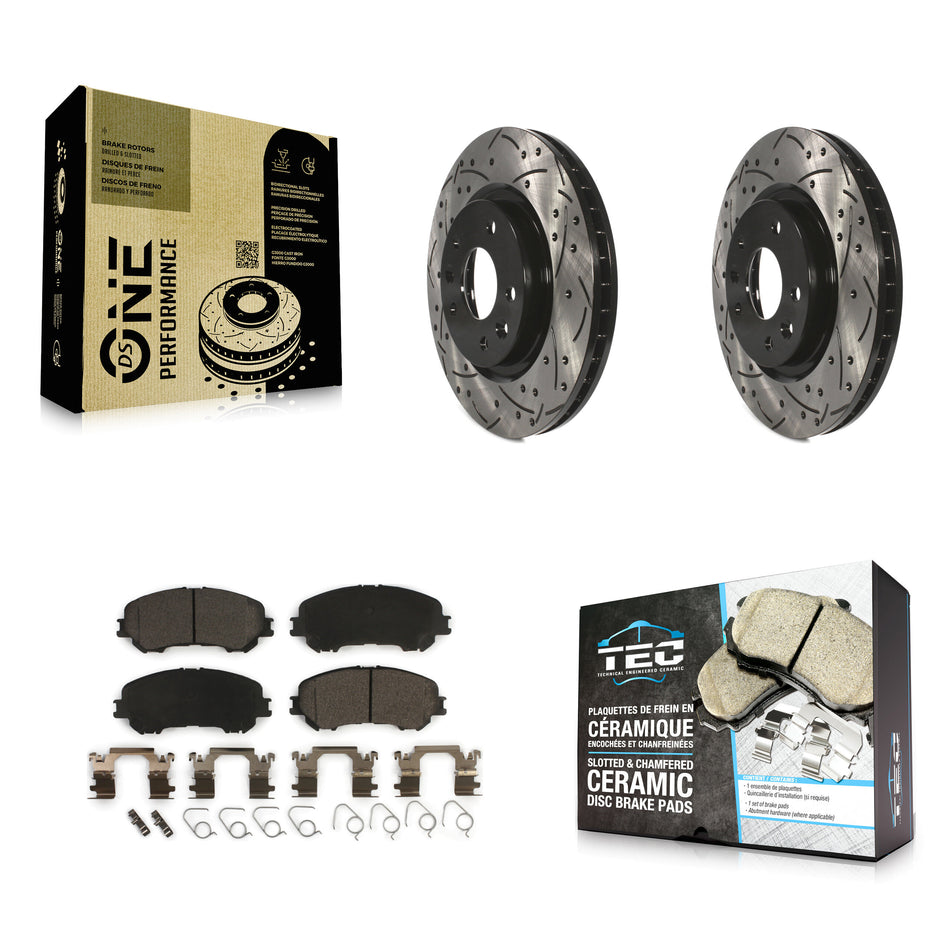 Front Coated Drilled Slotted Disc Brake Rotors And Ceramic Pads Kit For Nissan Rogue Sport Qashqai KDT-100182
