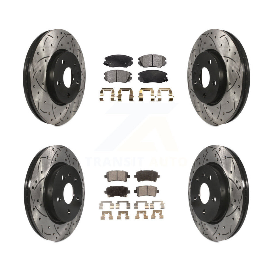 Front Rear Coated Drilled Slotted Disc Brake Rotors And Ceramic Pads Kit For Chevrolet Malibu Impala Buick LaCrosse Limited Allure KDT-100202
