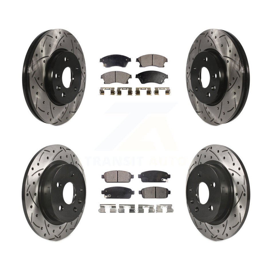 Front Rear Coated Drilled Slotted Disc Brake Rotors And Ceramic Pads Kit For Chevrolet Cruze Sonic Limited KDT-100203