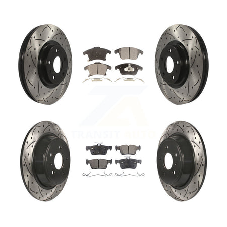 Front Rear Coated Drill Slot Disc Brake Rotor Ceramic Pad Kit For Ford Fusion Lincoln MKZ KDT-100242