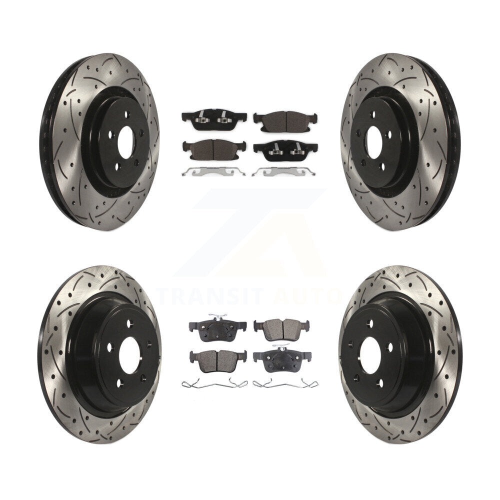 Front Rear Drill Slot Disc Brake Rotor Ceramic Pad Kit For Ford Edge Lincoln Nautilus MKX KDT-100249
