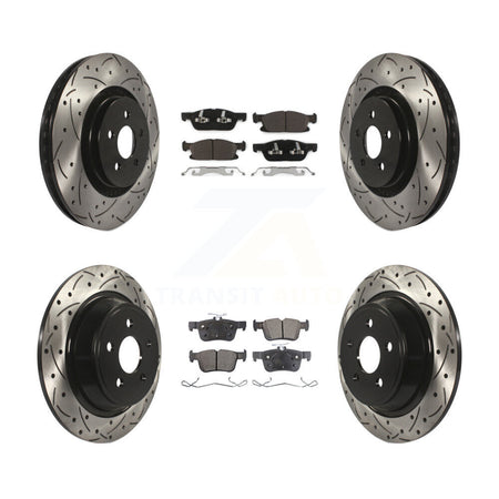 Front Rear Drill Slot Disc Brake Rotor Ceramic Pad Kit For Ford Edge Lincoln Nautilus MKX KDT-100249