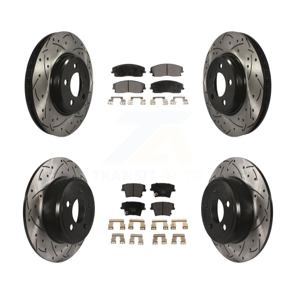 Front Rear Coated Drilled Slotted Disc Brake Rotors And Ceramic Pads Kit For Dodge Charger Chrysler 300 Challenger Magnum KDT-100253
