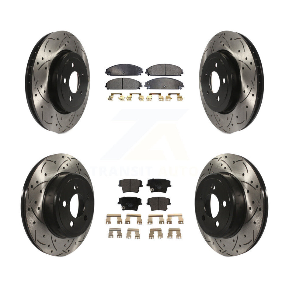 Front Rear Coated Drilled Slotted Disc Brake Rotors And Ceramic Pads Kit For Dodge Charger Chrysler 300 Challenger Magnum KDT-100256