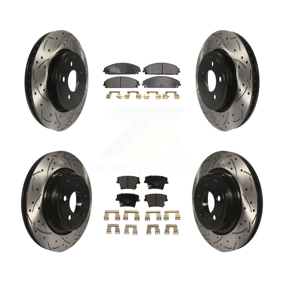 Front Rear Coated Drilled Slotted Disc Brake Rotors And Ceramic Pads Kit For Dodge Charger With Police Package KDT-100257