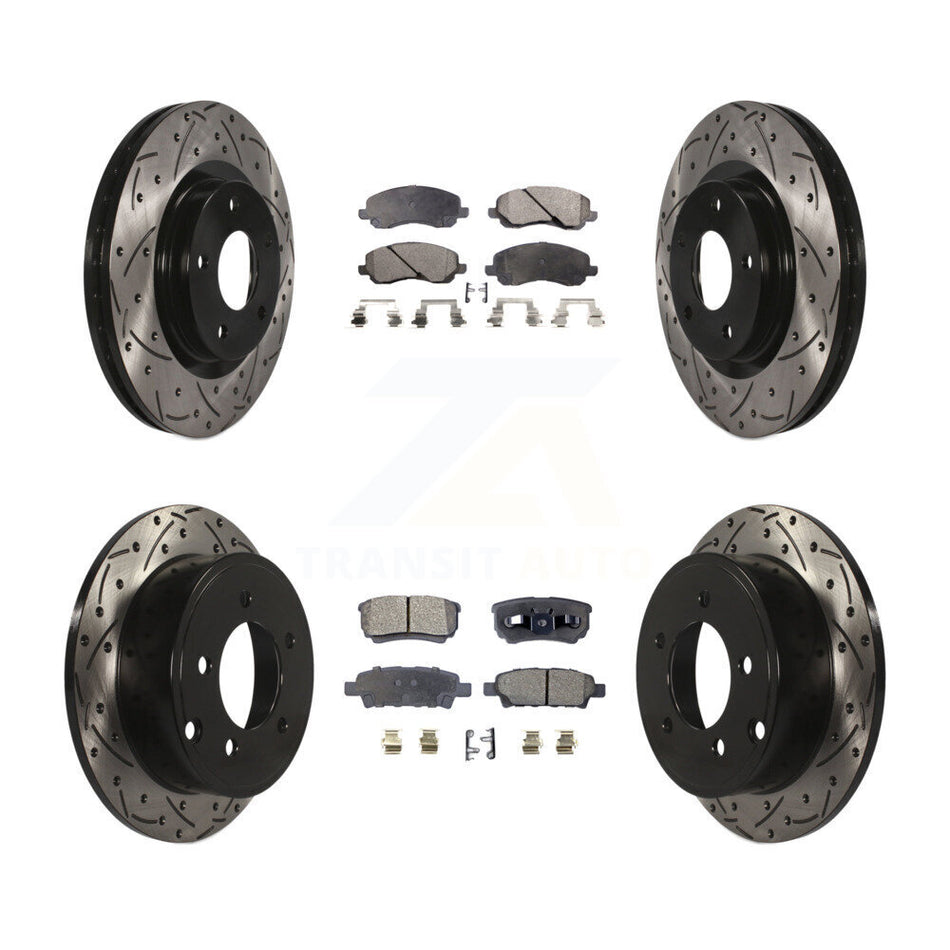 Front Rear Coated Drilled Slotted Disc Brake Rotors And Ceramic Pads Kit For Jeep Patriot Dodge Compass Caliber Chrysler Avenger Sebring 200 KDT-100260