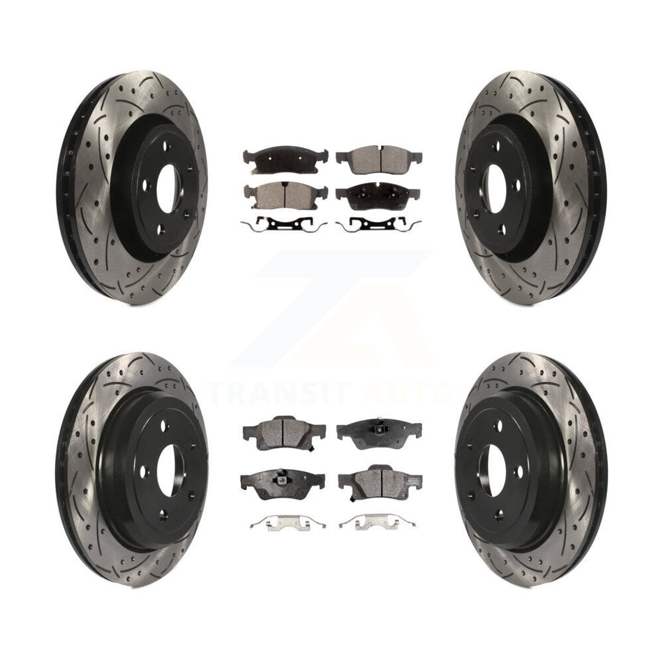 Front Rear Coated Drilled Slotted Disc Brake Rotors And Ceramic Pads Kit For Dodge Durango Jeep Grand Cherokee WK KDT-100269