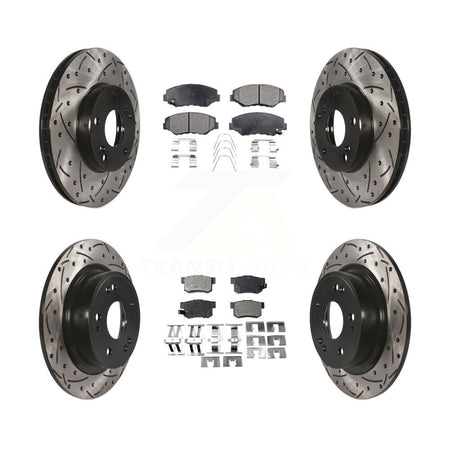 Front Rear Coated Drilled Slotted Disc Brake Rotors And Ceramic Pads Kit For Honda Accord KDT-100281