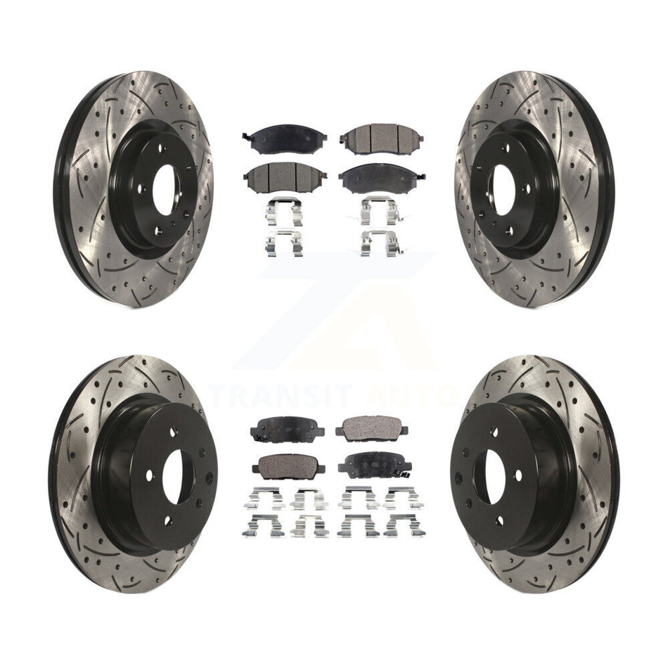 Front Rear Coated Drilled Slotted Disc Brake Rotors And Ceramic Pads Kit For INFINITI G37 G35 M35 Nissan 350Z EX35 370Z G25 M45 Q40 QX50 EX37 KDT-100285