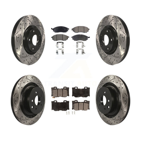 Front Rear Coated Drilled Slotted Disc Brake Rotors And Ceramic Pads Kit For Nissan 370Z KDT-100286