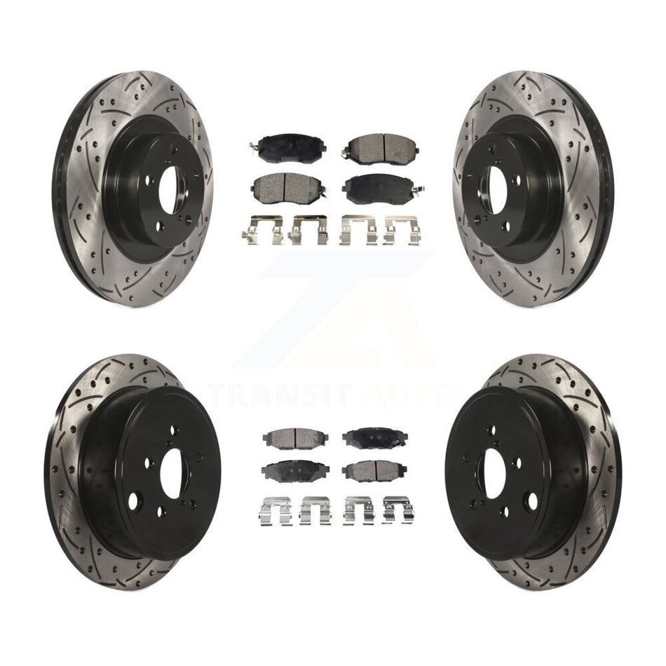 Front Rear Coated Drilled Slotted Disc Brake Rotors And Ceramic Pads Kit For Subaru Impreza Outback Forester Legacy KDT-100295