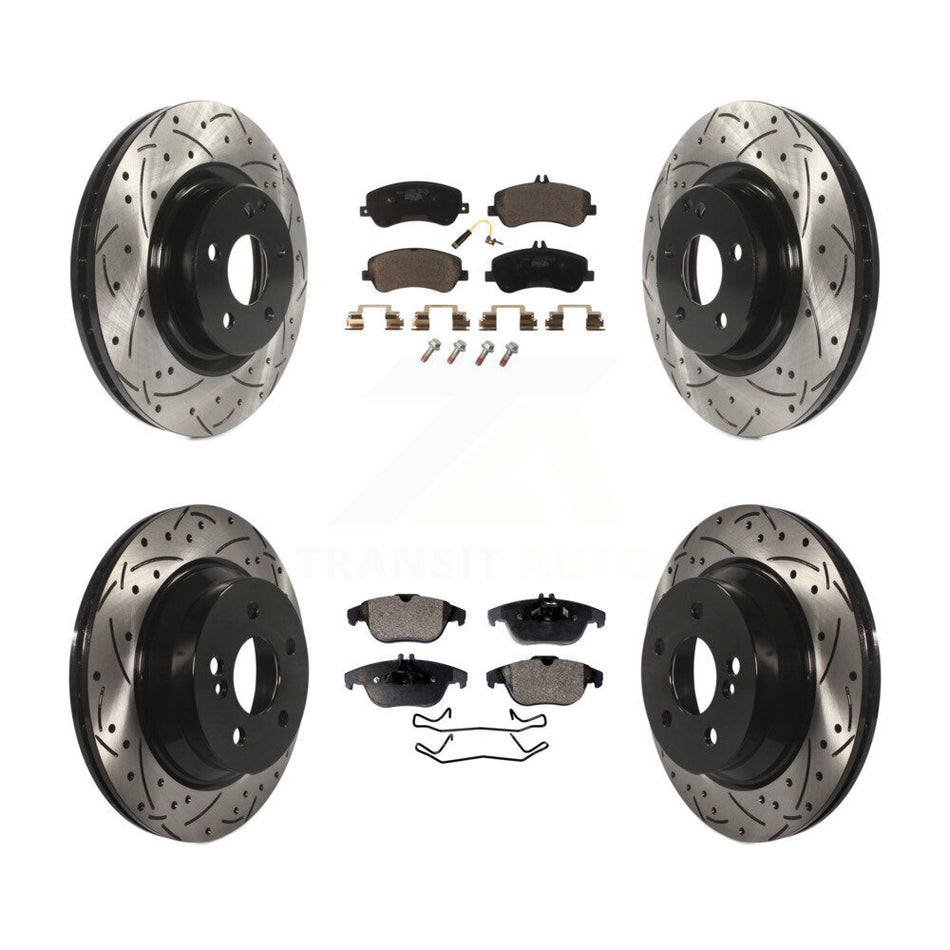Front Rear Coated Drilled Slotted Disc Brake Rotors And Ceramic Pads Kit For Mercedes-Benz GLK350 GLK250 KDT-100326