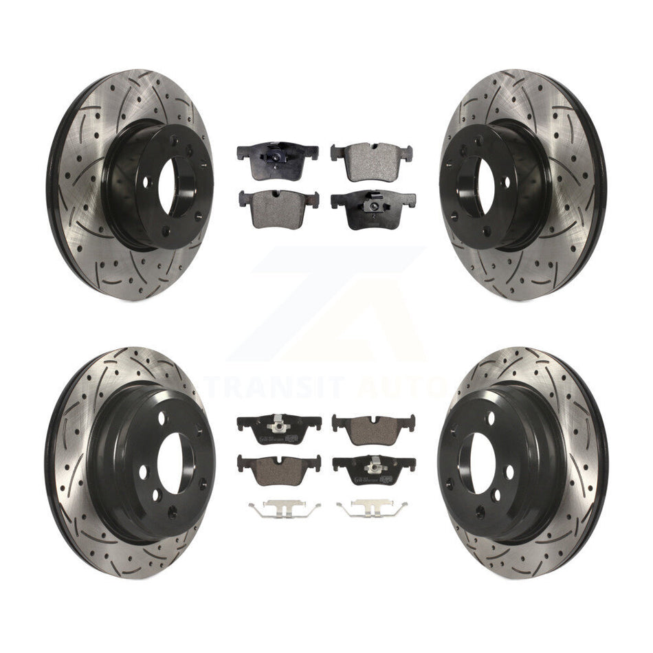 Front Rear Coated Drilled Slotted Disc Brake Rotors And Ceramic Pads Kit For BMW 328i xDrive 320i 330i 428i 430i Gran Coupe 328d GT KDT-100348